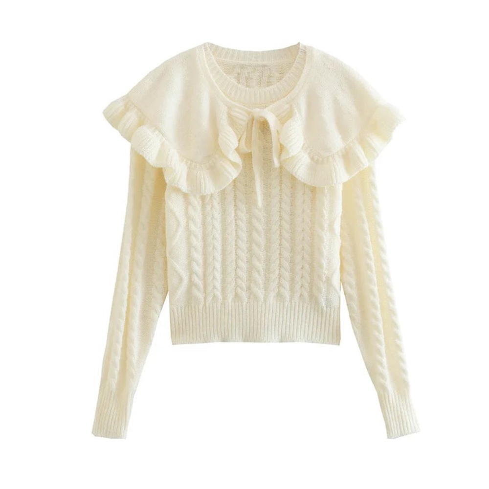 White Fluffy Urban Rivivo Knit Sweater